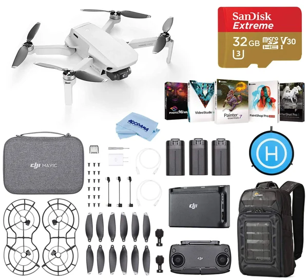 DJI Mavic Mini Fly More Combo - Basic Kit with 32GB SDHC Memory Card, Lowepro DroneGuard BP 200 Back