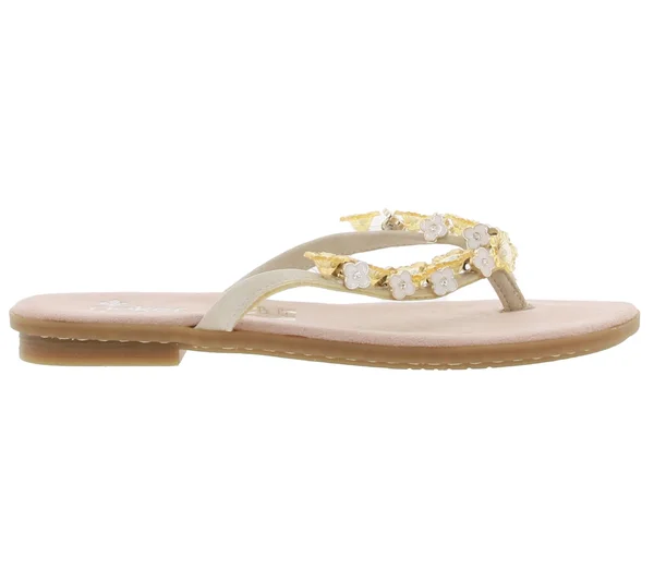 Rieker Dianette Cute Toe Separators for Women with Decorative Flowers in Pink - White