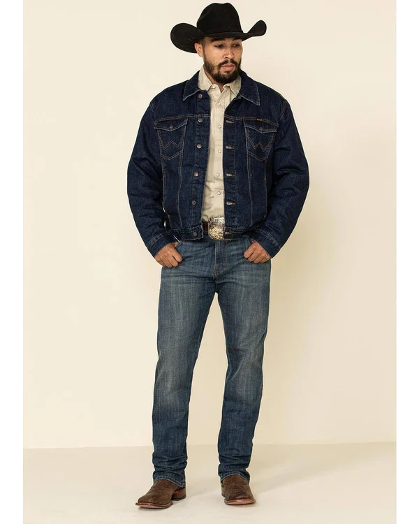 Wrangler Men's Faded Indigo Plaid Lined Denim Jacket