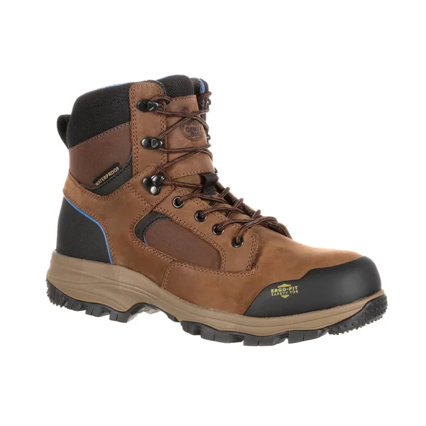 Men's Brown Georgia Boot Blue Collar Composite Toe Waterproof Work Hiker Size 11(Wide)