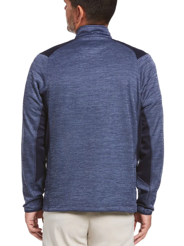 Callaway Men's Dual Action Aquapel Block Swing Tech 1/4 Zip Pullover, Peacoat Heather Blue, Size Medium, 100% Polyester