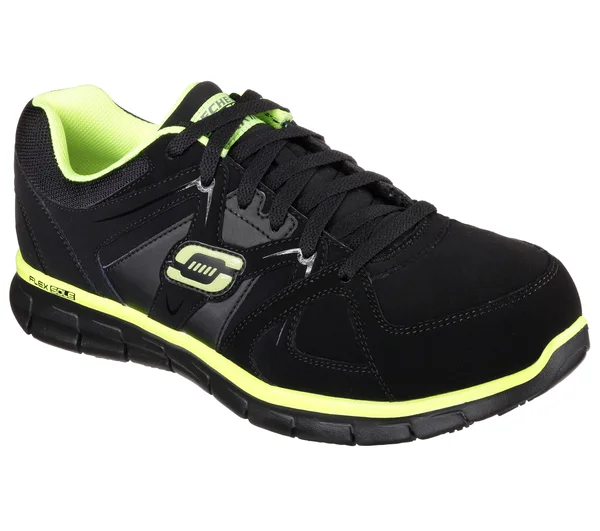 Men's Skechers Work Relaxed Fit Synergy Ekron Alloy Toe Lace Up - Size: 11, Black
