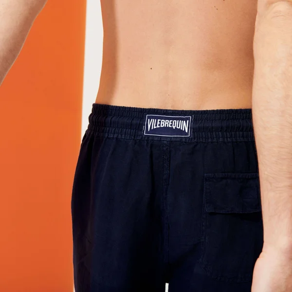 Vilebrequin Men Linen Pants Solid - Style: Pacha - Navy 6XL