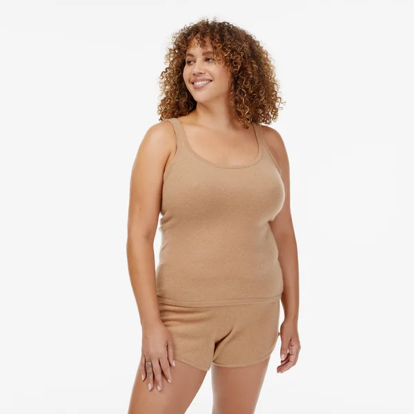 L Camel Cashmere Short Lounge Set - Italic