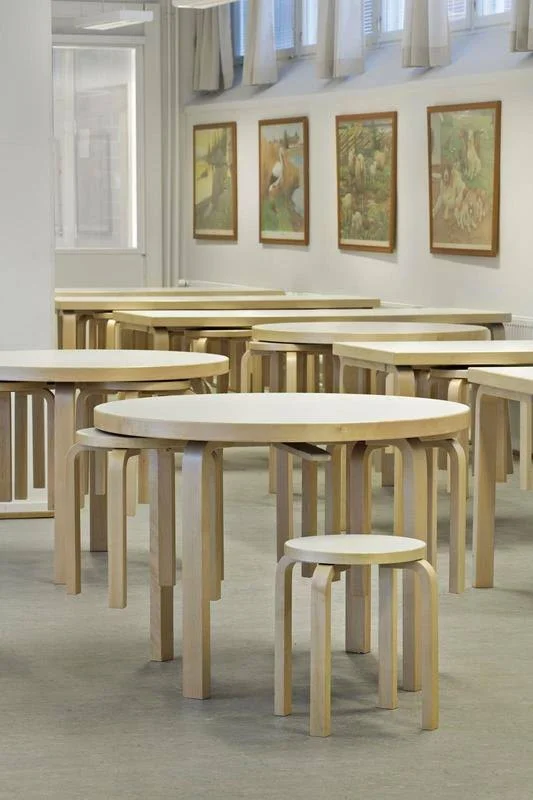Artek Aalto Stool E60 - Blue - Birch