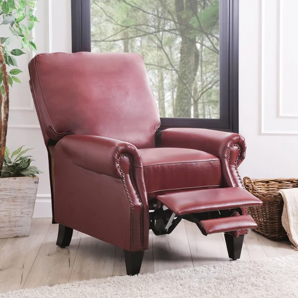 Abbyson Living Braxton Leather Pushback Recliner - Red