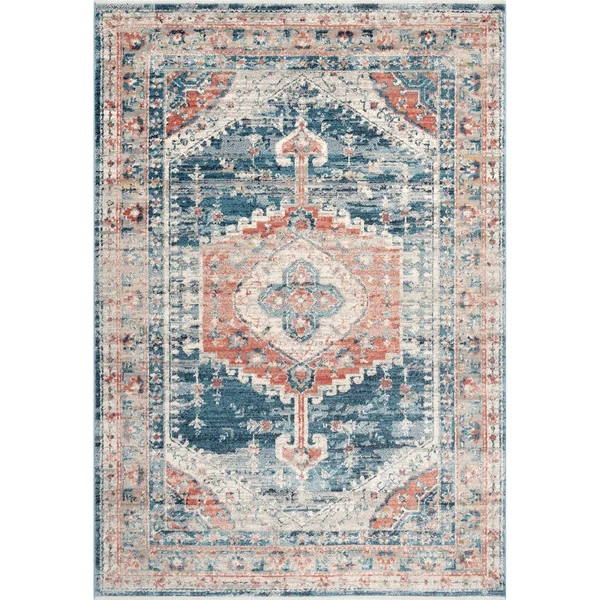 nuLOOM Harley Barbed Mast Medallion Rug - Blue, 4x6 ft