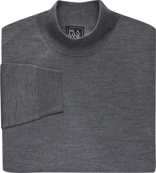 Jos. A. Bank Men's Traveler Collection Merino Wool Mock Neck Sweater - Big & Tall - Charcoal, Medium