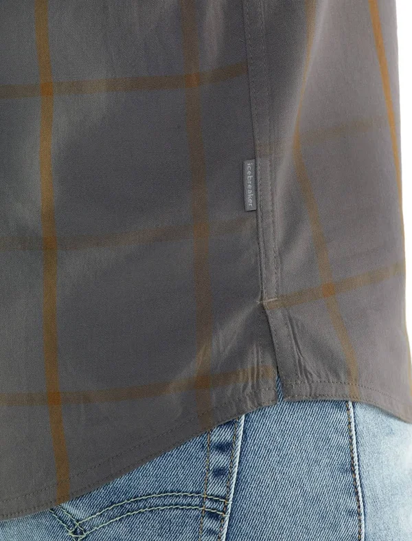 Icebreaker Compass Short-Sleeve Shirt - Men's Timberwolf/Tobacco/Plaid - XL
