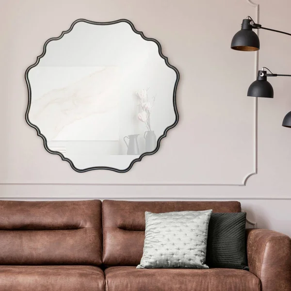 Renwil Yarina Framed Antique Dark Grey Mirror - Clear - Large