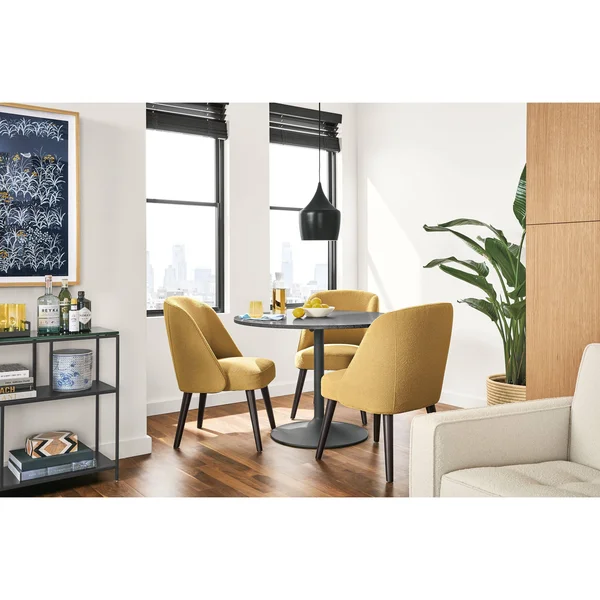 Room & Board, Modern Cora Side Chair in Tatum Salt w/ Charcoal Legs Black - Performance Fabric