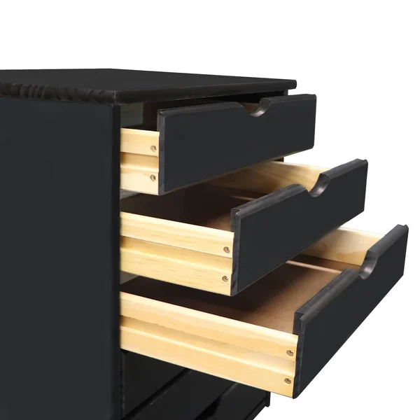 Adeptus 6 Drawer Wide Roll Cart - Black