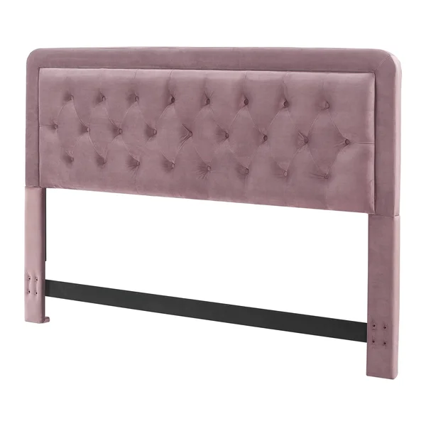 Elle Decor Amery King Tufted Upholstered Headboard in French Mauve
