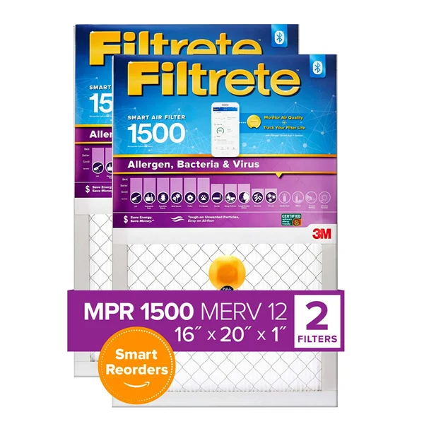 Filtrete 16x20x1 Smart Replenishable AC Furnace Air Filter - MPR 1500, Allergen, Bacteria & Virus, 2-Pack