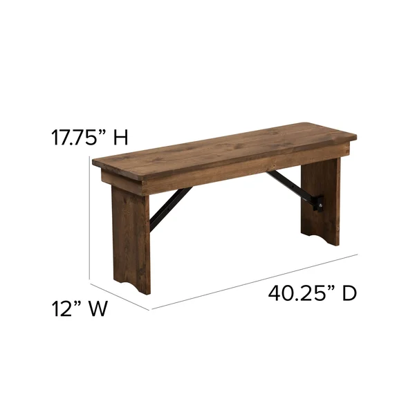 Lancaster Home 40x22 x 12x22 Antique Rustic Solid Pine Folding Farm Bench - Antique Rustic White