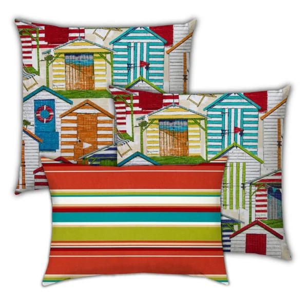 Joita Tropica Punh Polyester Outdoor Zippered Pillow Covers in Orange (Set of 3)