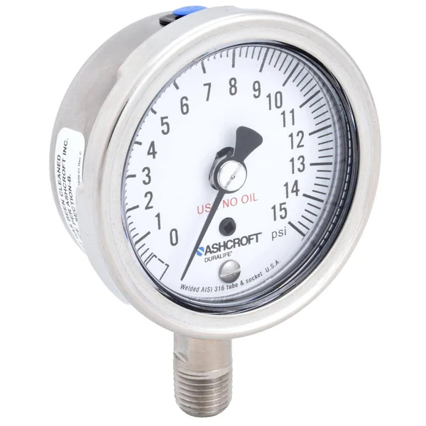 Ashcroft 251009SW02LX6B15 Pressure Gauge, 0 to 15 Psi, 2-1/2In, 1/4In