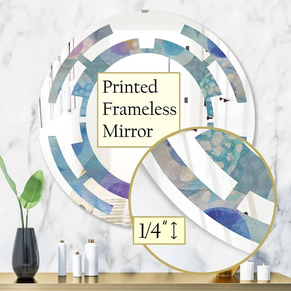 Designart 24-in L x 24-in W Round Blue Polished Wall Mirror - MIR30226-C1-C24