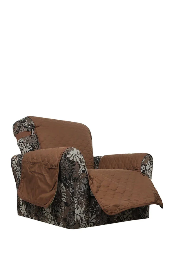 Jameson Reversible Waterproof Recliner Cover with Elastic Buckle in Chocolate-Natural