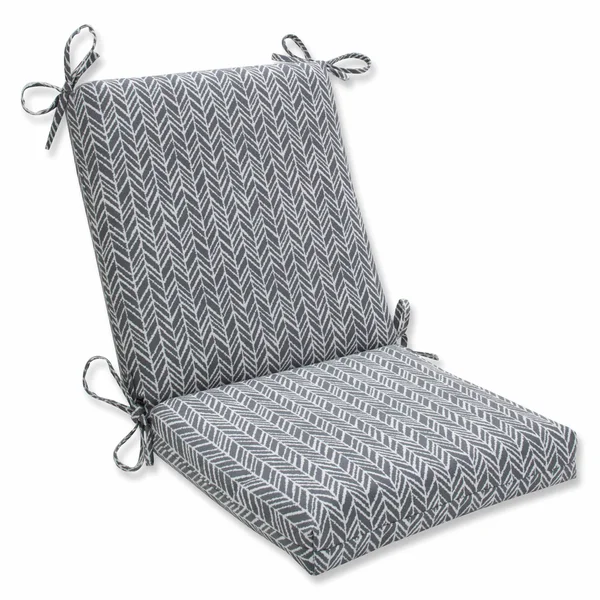 Pillow Perfect Outdoor - Indoor Herringbone Slate Squared Corners Chair Cushion