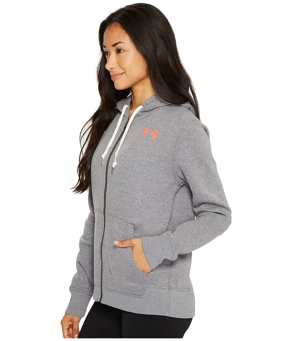 Under Armour Women's Favorite Fleece Full Zip Hoodie, Carbon Heather /Charcoal, Large