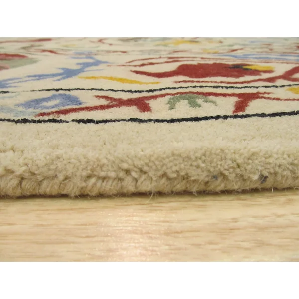 EORC Hand-Tufted Wool Ivory Transitional Floral Suzani Rug (7&9 Round)