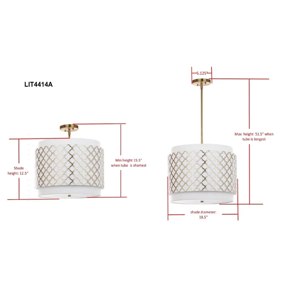 Safavieh Priscilla Gold 18.5x22 Adjustable Pendant