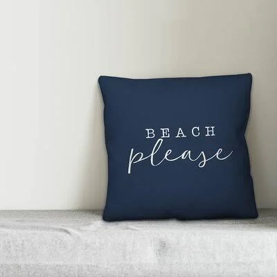 Galvin Beach Please Indoor/Outdoor Throw Pillow Highland Dunes Color: Navy, Size: 20x22 H x 20x22 W