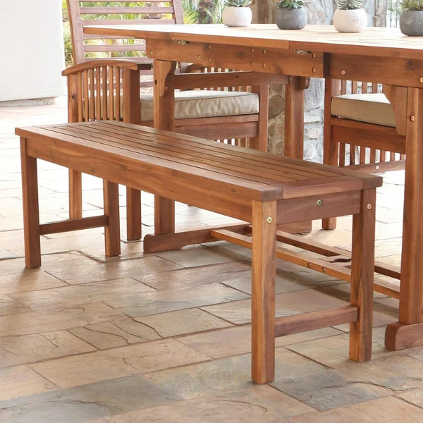 Manor Park Outdoor Raised Acacia Wood Bench - Brown