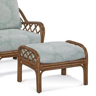 Edgewater 26x22 Rectangle Standard Ottoman Braxton Culler Blue and Cream Stripe; 0201-64/Blueberry Finish 18x22H x 26x22W x 19x2