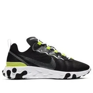 Nike Womens React Element 55 SE &Black Lemon Venom& Black/Lemon Venom/White Wmns Marathon Running Shoes/Sneakers CN3591-001 (Siz