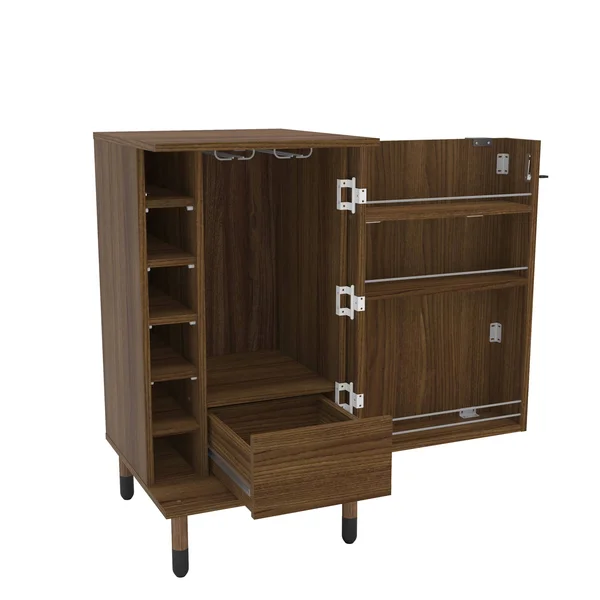 Boahaus Wrexham Expandable Bar Cabinet, 01 DOOR, 06 Wine Racks, 01 Drawer
