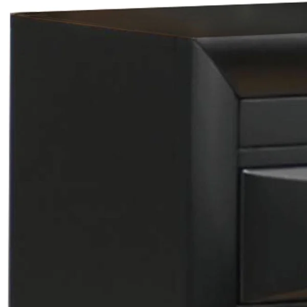 Saltoro Sherpi Three Drawers Wooden Nightstand with Knob Pulls, Black