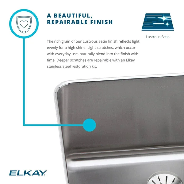 Elkay ELUH3120R Stainless Steel Double Bowl Undermount Kitchen Sink
