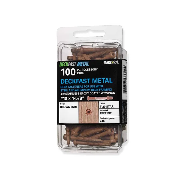 Starborn Industries Deckfast Deck Screws for Metal Framing - Accessory Pack - #10 x 1-5/8x22 - Dark Gray