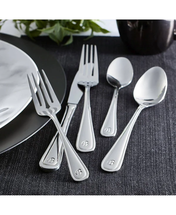 Riverridge Home 46 Piece Monogrammed Flatware Set - Marina Pattern