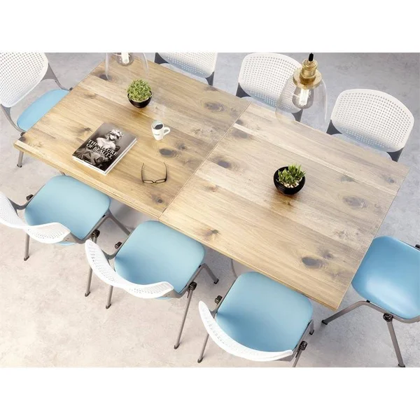 KFI Urban Loft 36 inch Square Top Table - Natural, Round Black Base