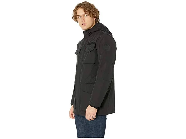 Levi&s Hooded Drawcord Waist Parka Jacket - Black at Nordstrom Rack