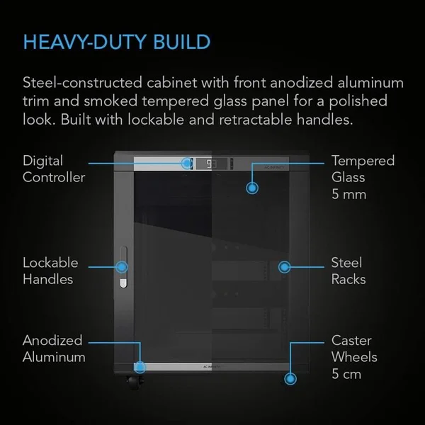 AC Infinity Arktica T12 Wall Mount Equipment Rack Cabinet with Smart Controller 12U