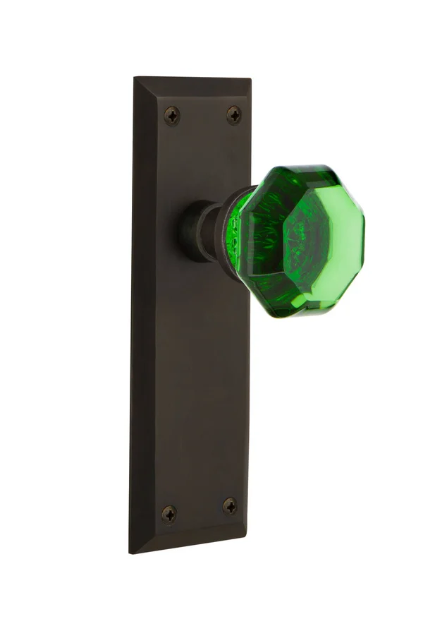 Nostalgic Warehouse New York Plate Single Dummy Waldorf Emerald Door Knob in Oil-Rubbed Bronze