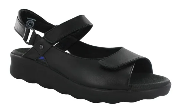 Wolky Pichu (Black Leather) Women's Sandals