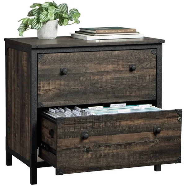 Sauder Steel River Lateral File in Engineered Wood-Carbon Oak - 427549