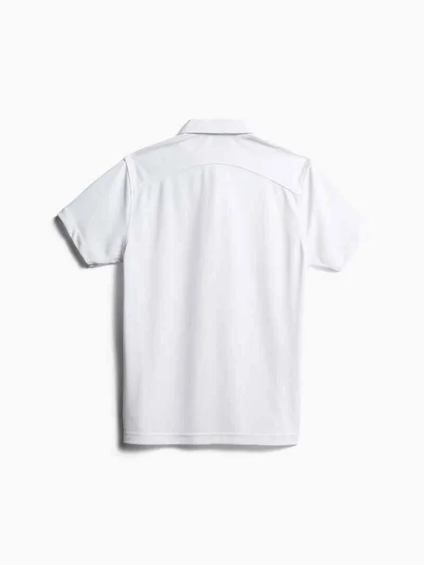 Ministry of Supply White M&s Apollo Performance Short Sleeve Polo, US Medium