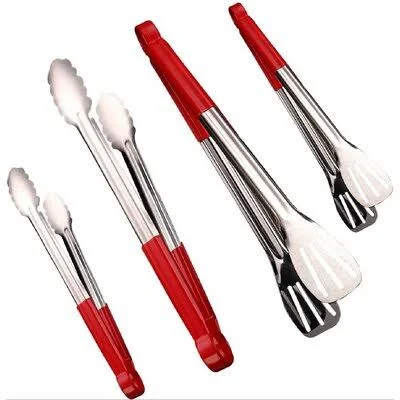 Cooking Kitchen Tongs - Stainless Steel Kitchen Tongs -9-Inch & 12-Inch(4Packs)With with Silicone Rubber Grips, Premium Metal
