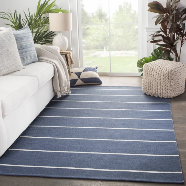 Lowe&s Sundry 9 x 12 Blue/Ivory Indoor/Outdoor Stripe Coastal Handcrafted Area Rug, BRG143127