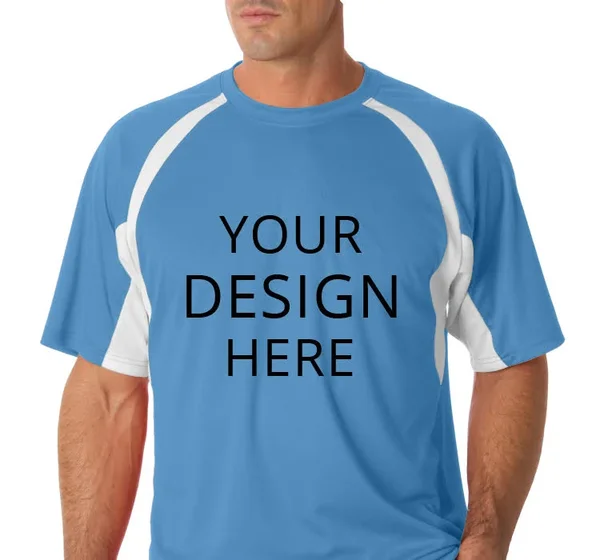 Custom Printed Badger Sports Men's Badger Adult B-Dry Hook Tee, Size: M, Columbia Blue/White