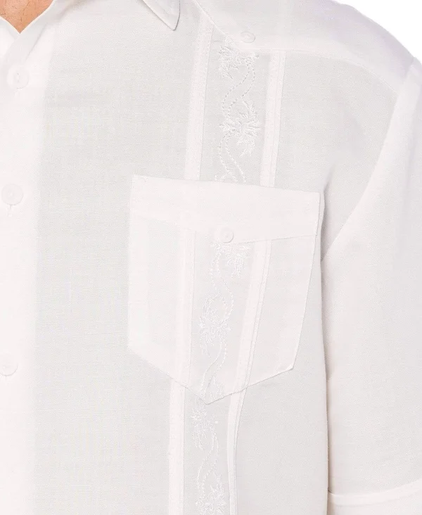 Cubavera Mens Big & Tall Ramie Embroidered Button-Down Shirt, Men's, Size: 3XL, White