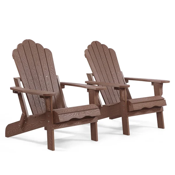 Haven Folding Poly Resin Plastic Adirondack Chair Set of 2 White