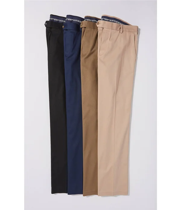 Roundtree Yorke TravelSmart CoreComfort Flat-Front Straight Fit Chino Pants - 34 34