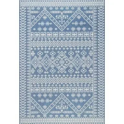 Zahara Blue Indoor - Outdoor Area Rug Union Rustic Rug Size: Oval 5& x 8&